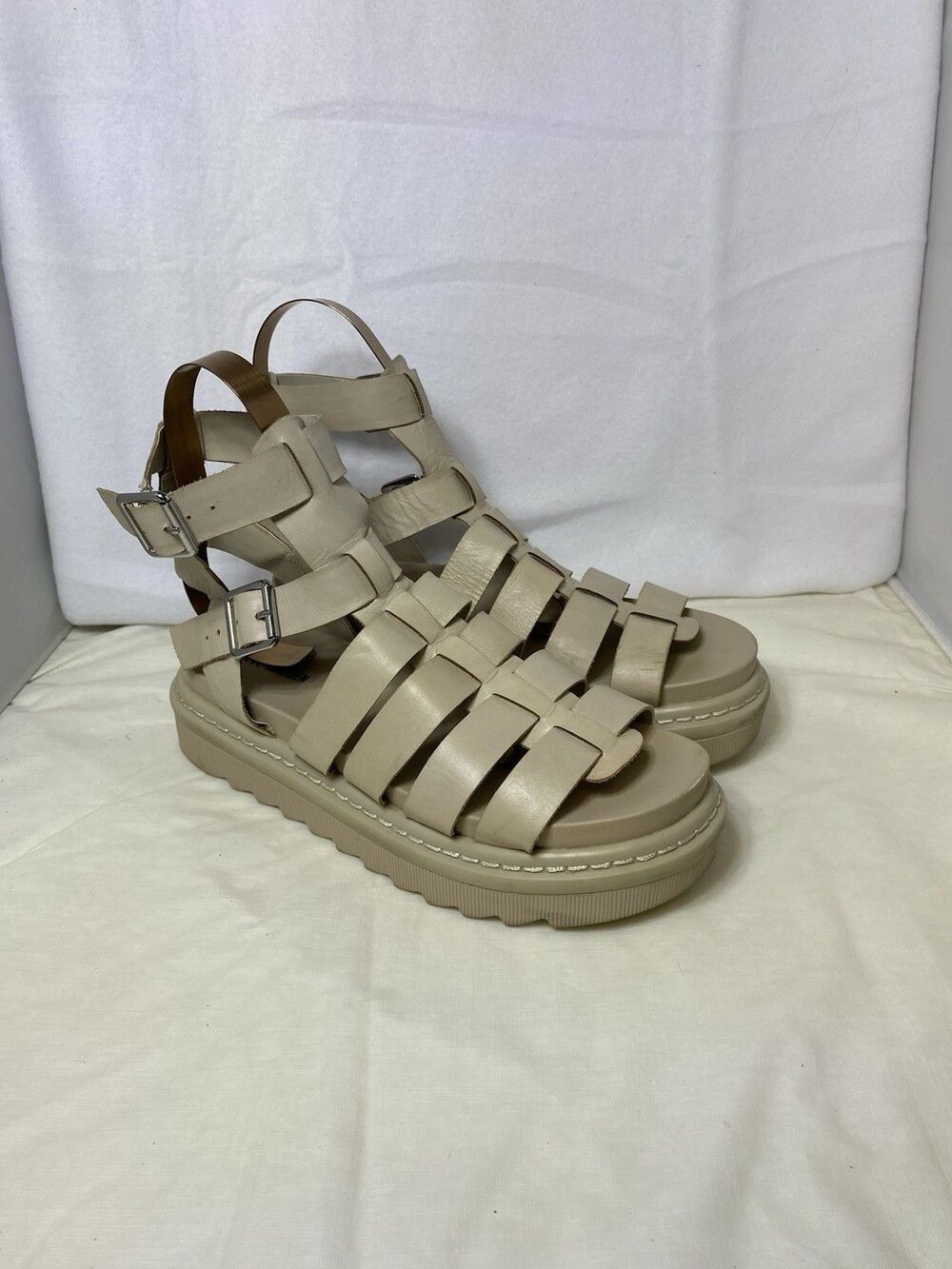 Steve Madden Sandals Women 8.5 M Tan Cosmic Lug Sole Chunky Y2K Block Heel Shoe